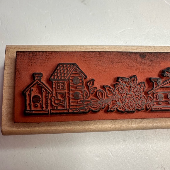 Stampin Up ‘96 Watermelon Birdhouse Sunflower 6.5X 1.5” Wood Block Stamp VINTAGE - Picture 10 of 14